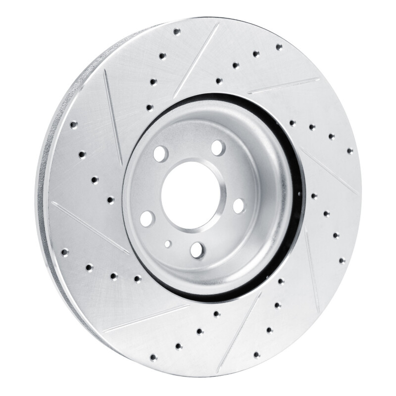 Audi SQ5 Sportback Brake Rotor (1) - Front Right - R1 Concepts - Drilled & Slotted - Silver - `18-`25